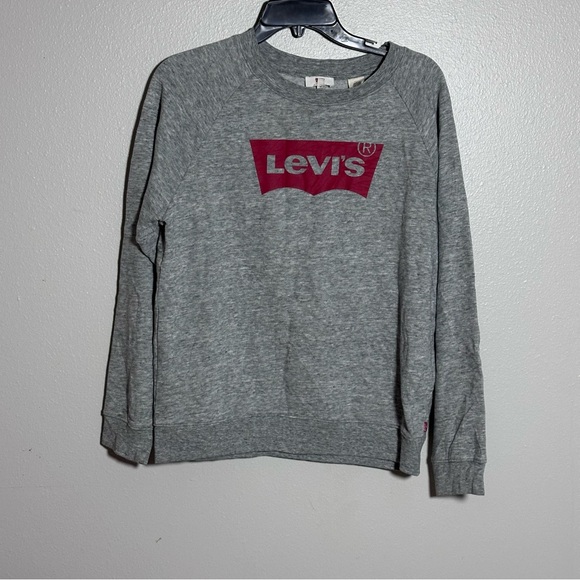 Levi's Women Gray Pullover Crewneck Logo Sweater size Small - Picture 1 of 7